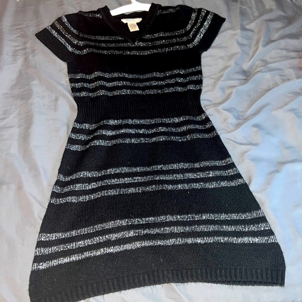 Girls black/silver sweater dress.
